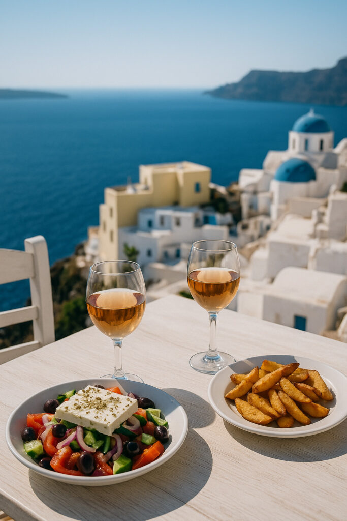 Home salad wine greece